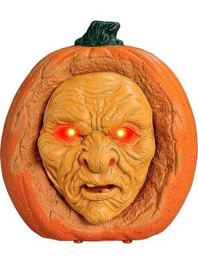 Animated Scary Pumpkin Head Decor for Halloween Haunted House - Orange